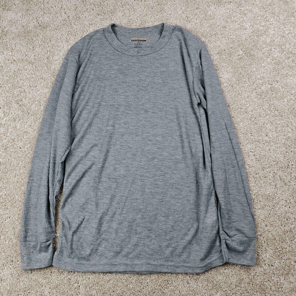 Northern Explosion Waffle Knit Shirt Men's S Gray Thin Lightweight Long Sleeve